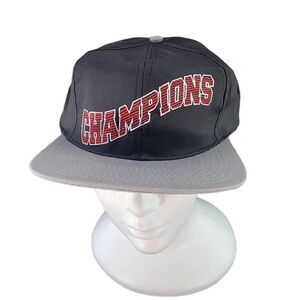 Vintage Drew Pearson Champions Script Snapback Hat Cap Black/Grey